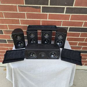 4x Paradigm Cinema V.1 Speakers + Central Speaker Bookshelf Satellite Black Set